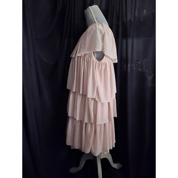 Twin Set by Simona Barbieri Flounced Ruffled Sleeveless Tulle Beige Dress Size L - Picture 5 of 10